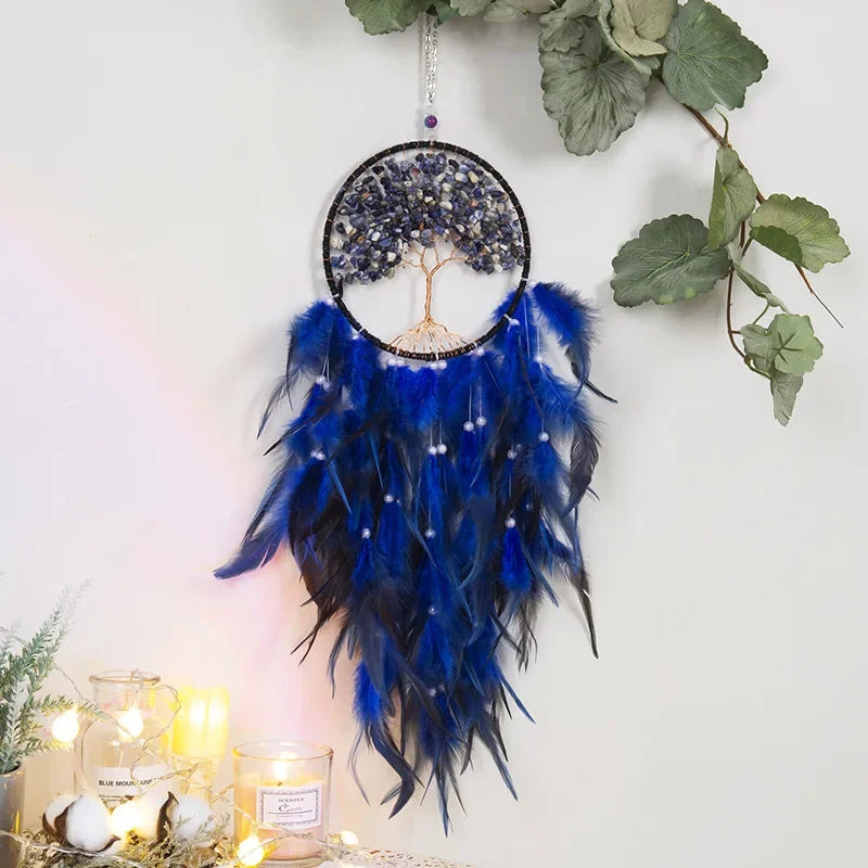 Wall Hanging Dream catchers Gem Crystal Tree Of Life Dream Catcher Home Decoration Room Wind Chimes Ornaments Dream Catchers