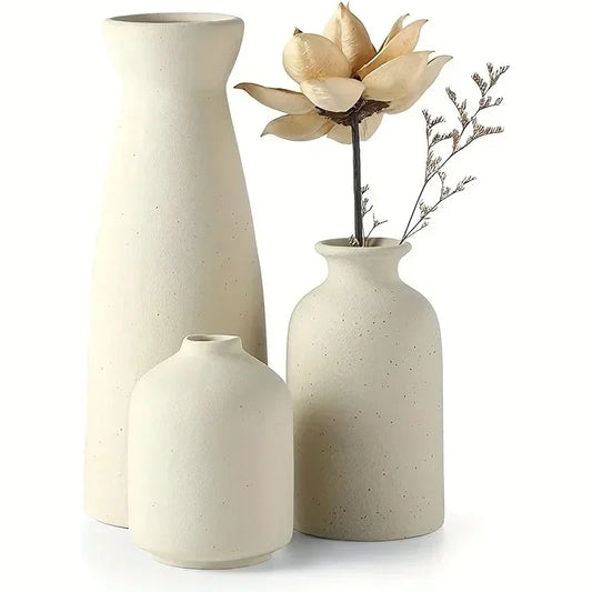 Rustic Ceramic Vase Set for Farmhouse Decor