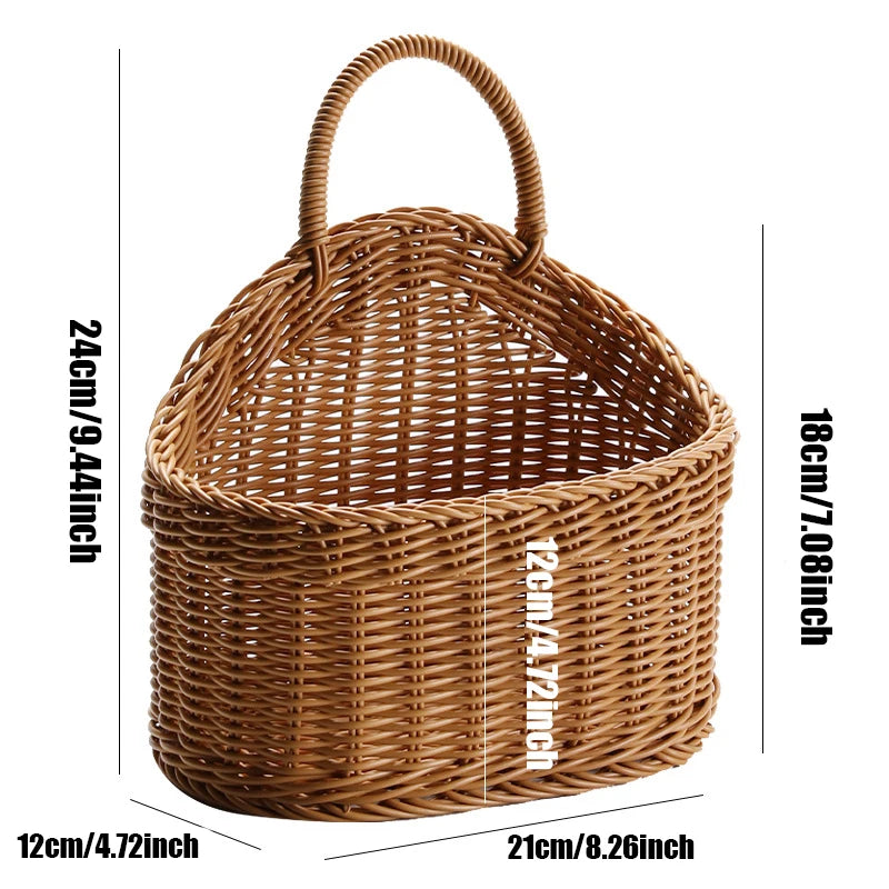 Simulated Rattan Wall-Mounted Produce Basket