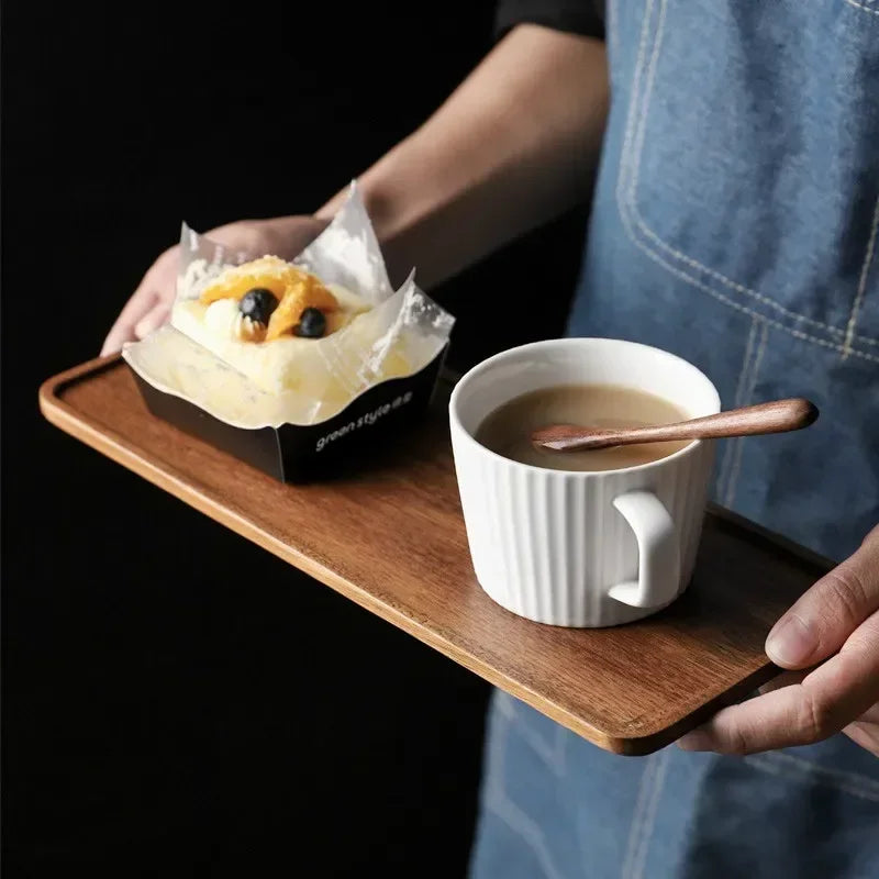 Rectangle Wooden Tea Tray - Serving Plate for Snacks & Food Storage