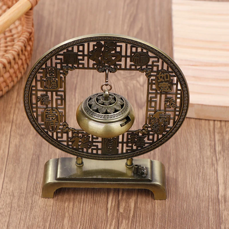 Retro Lotus Flower Incense Burner - Hanging Zinc Alloy