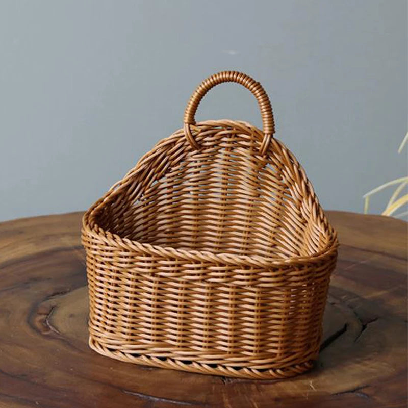 Simulated Rattan Wall-Mounted Produce Basket