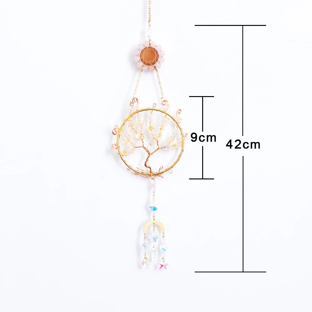 Agate Crystal 7 Chakras Gemstone Dream Catcher Natural Agate Bedroom Wall Hanging Crystal Dream Catcher Home Craft Decorations