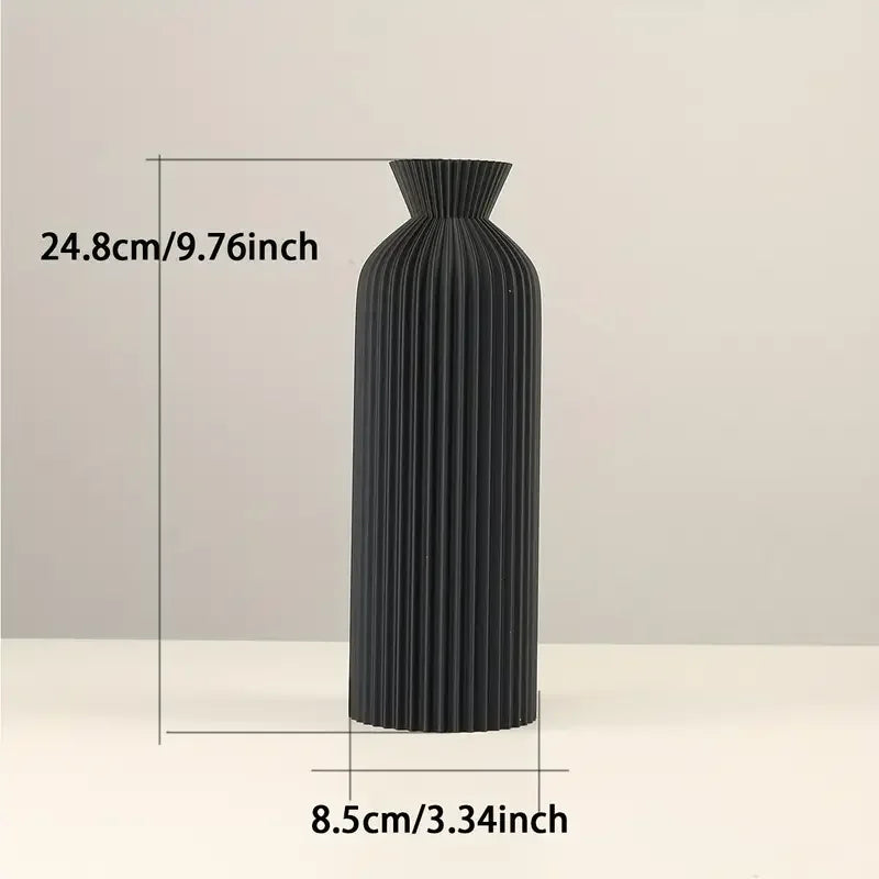 Elegant Black Plastic Vase - Boho Chic Decorative Centerpiece for Home, Office, and Living Room