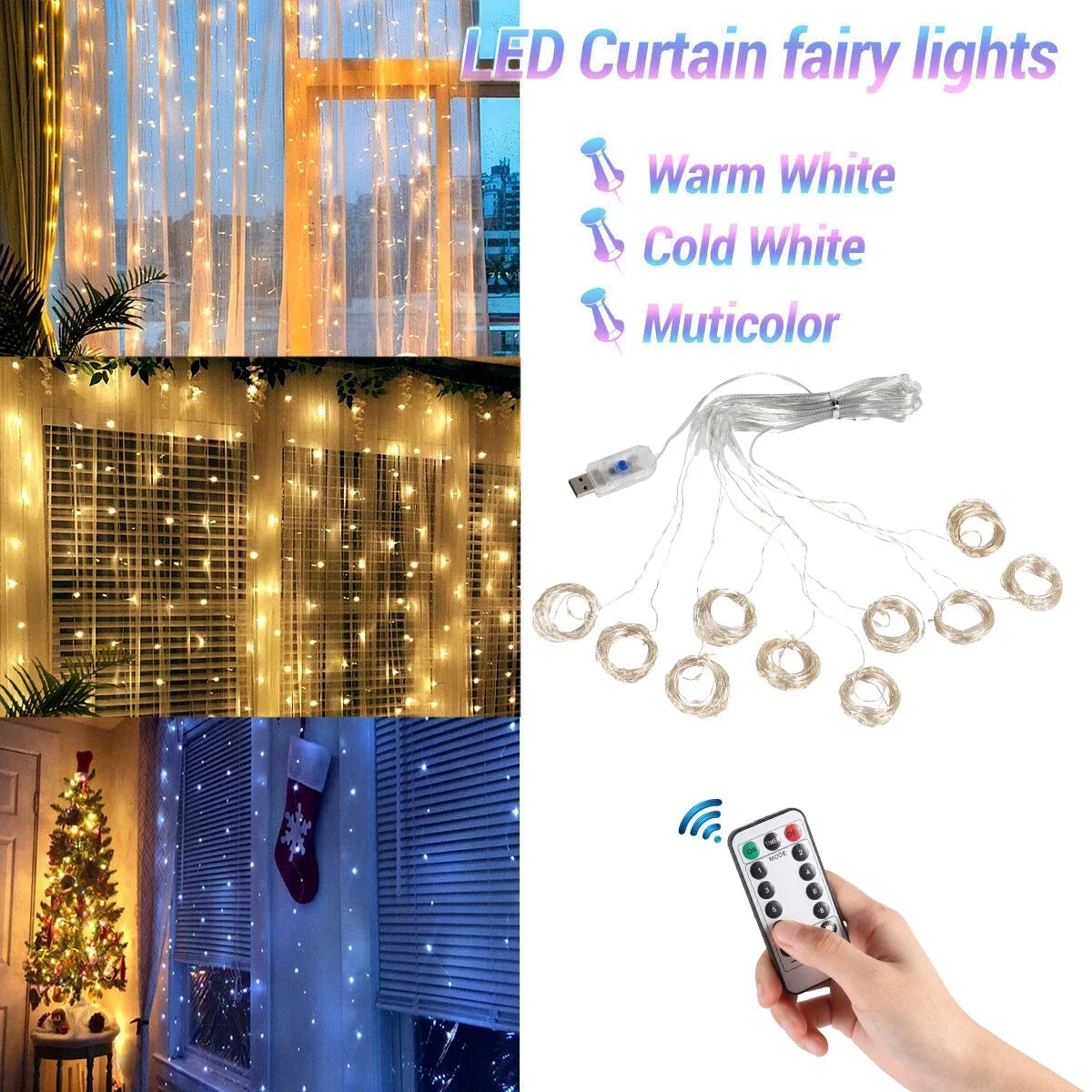 EID Mubarak 2025 LED Curtain Garland - Ramadan & Festive Decor