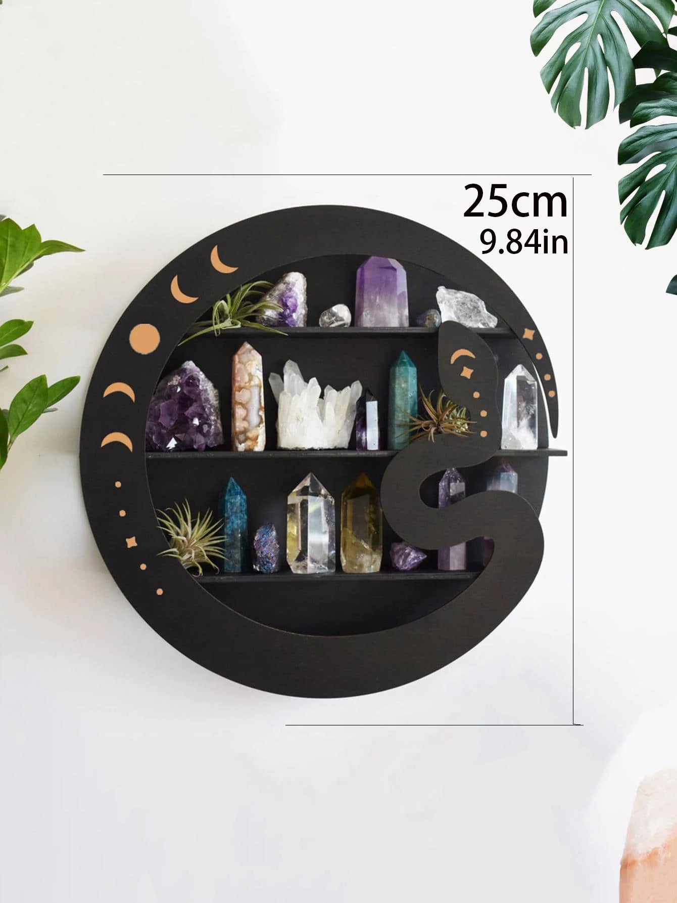 Moon Face Wooden Floating Shelf - Boho Wall Decor